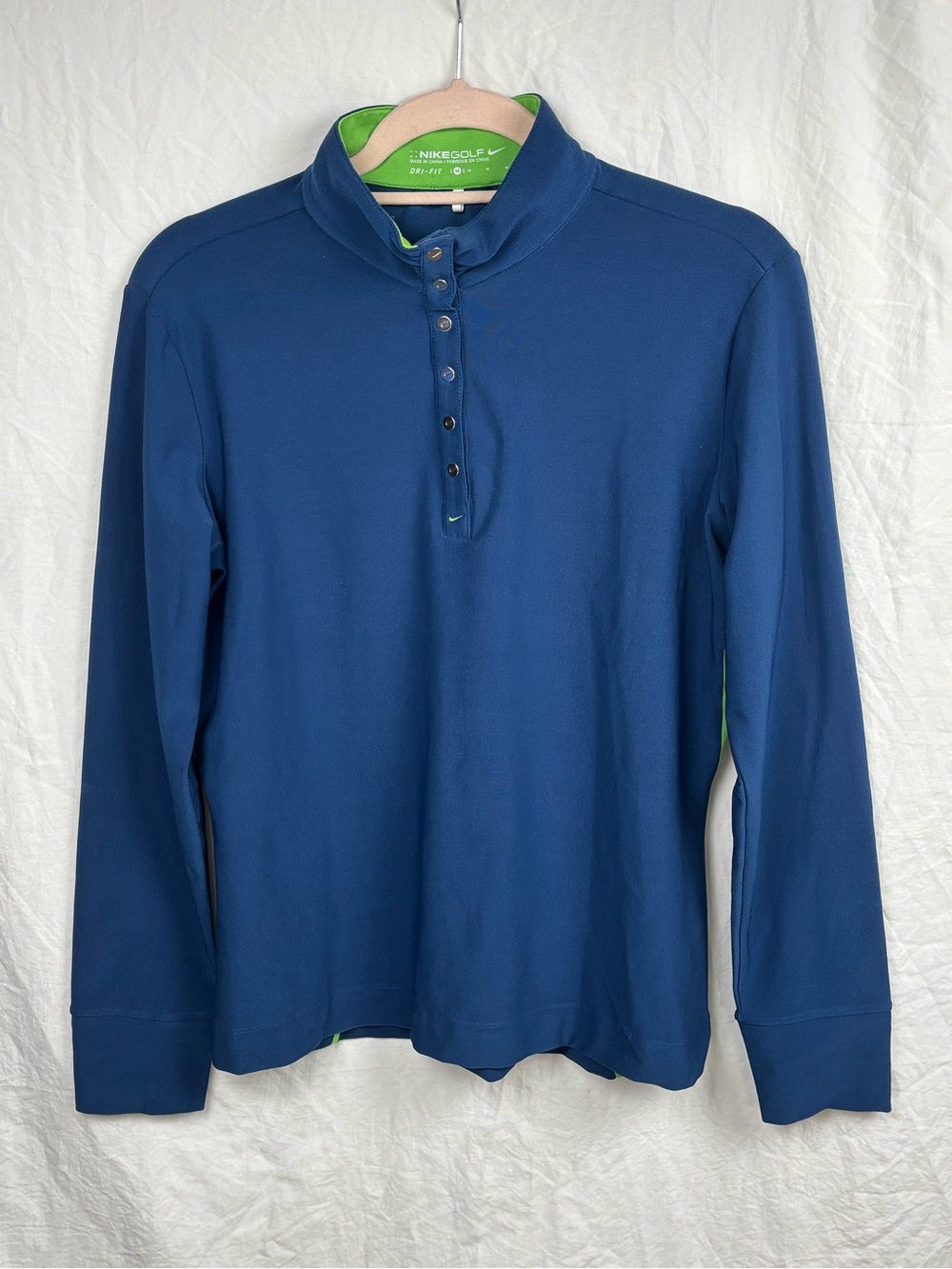 Nike Golf Dri Fit women’s Medium Navy Blue Long-Sleeve button snap shirt
